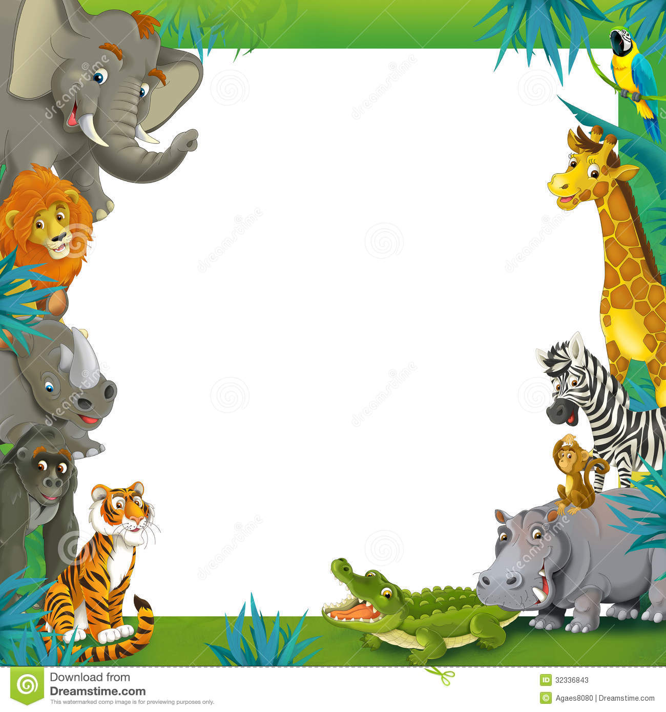 Cartoon Jungle Animal Clip Art Borders