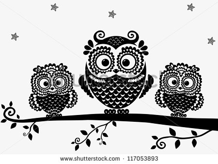 Cartoon Owl Clip Art Black and White