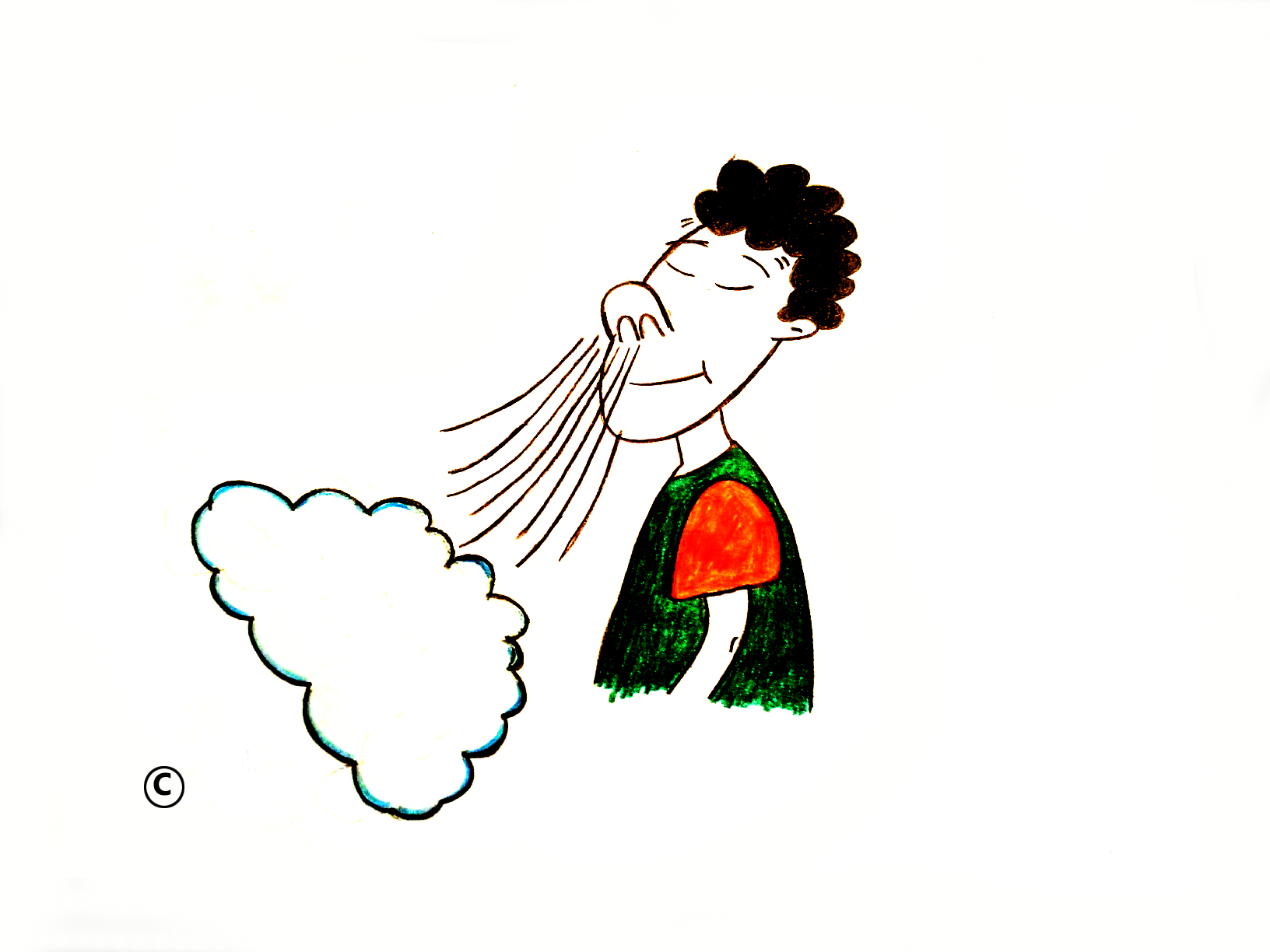 Cartoon Person Breathing Oxygen Cartoon Person Breathing Oxygen
