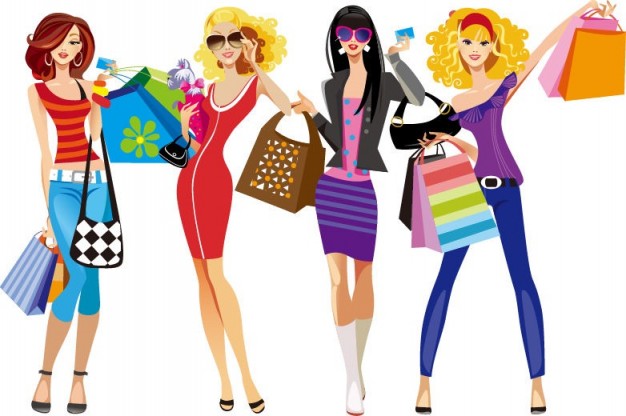 Cartoon Shopping Girl Vector