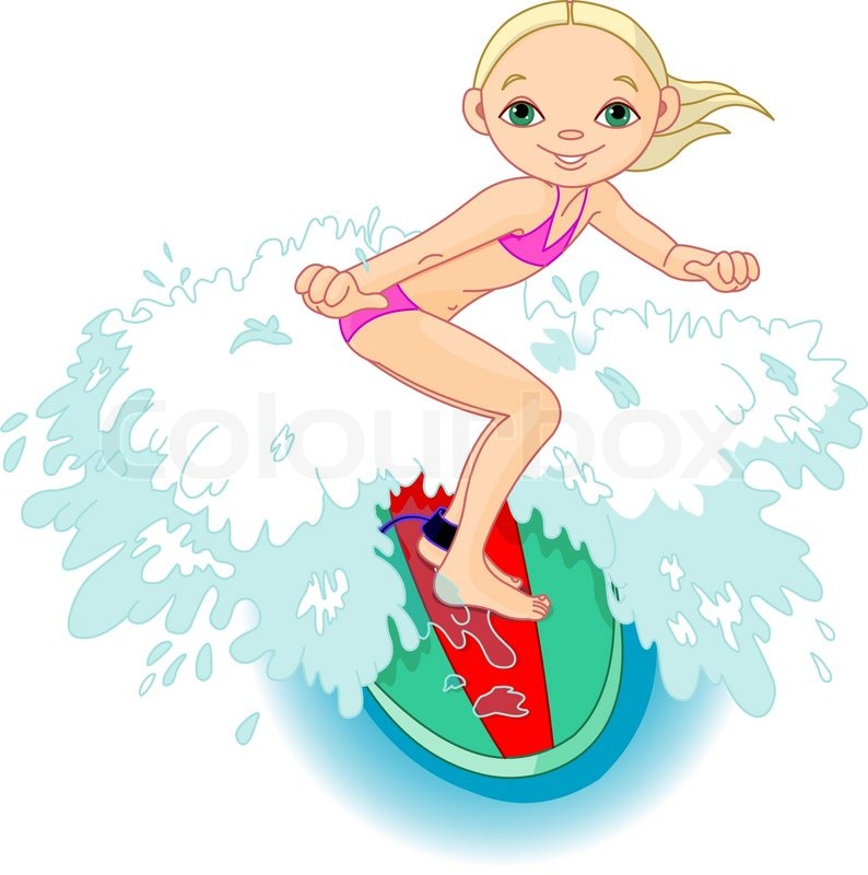 Cartoon Surfer Girl