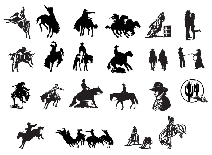 Country Western Silhouettes Cowboys Icon