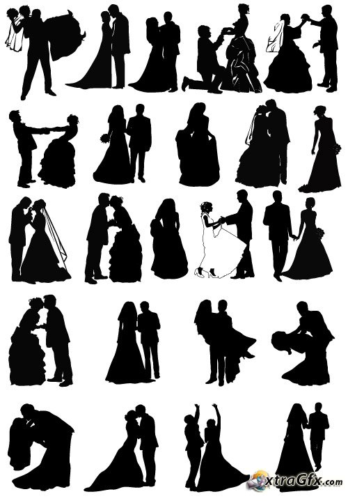 Couple Wedding Vector Silhouettes