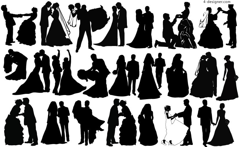 Couple Wedding Vector Silhouettes