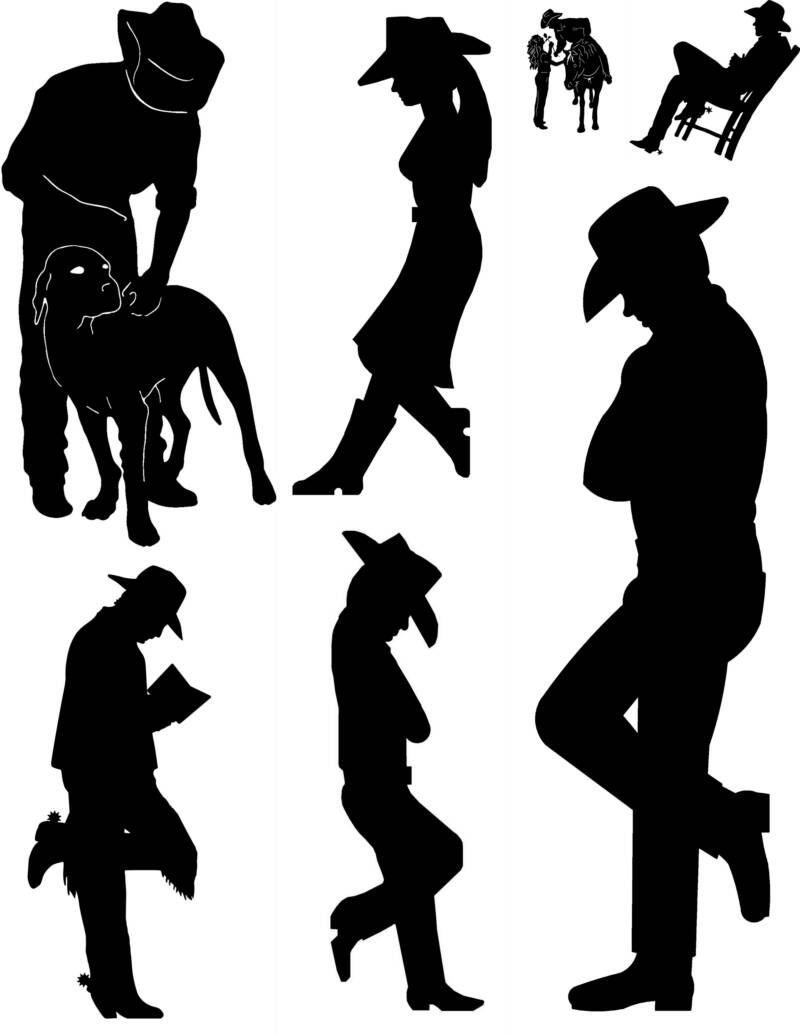 Cowboy Cowgirl Silhouette Clip Art