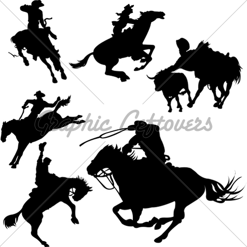 Cowboy On Horse Silhouette Clip Art