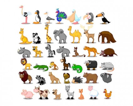 Cute Cartoon Animals Vector