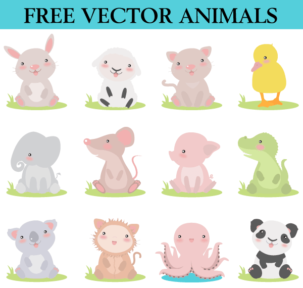 Cute Cartoon Animals Vector