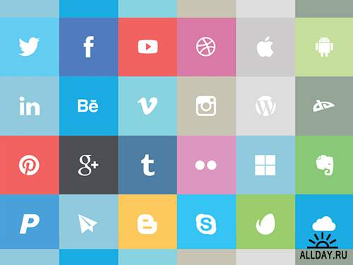 Free Flat Social Media Icons PSD