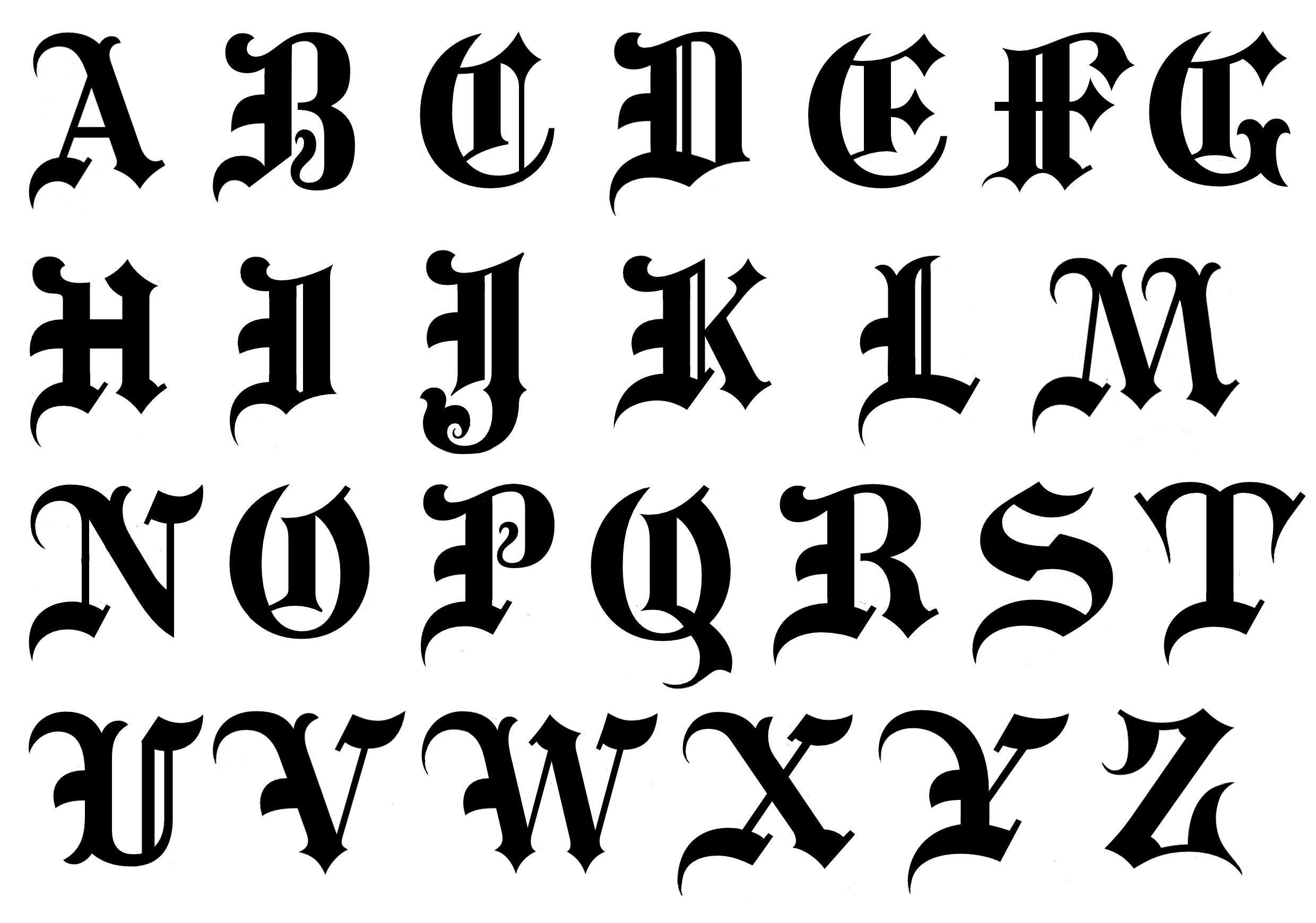 Gothic Font Alphabet Letters