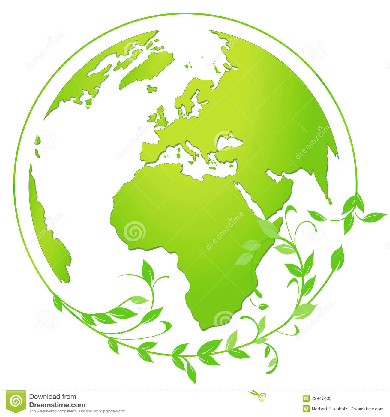 Green Earth Globe Continents