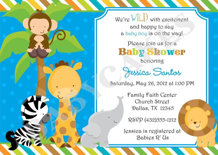 Jungle Baby Shower Invitations Templates