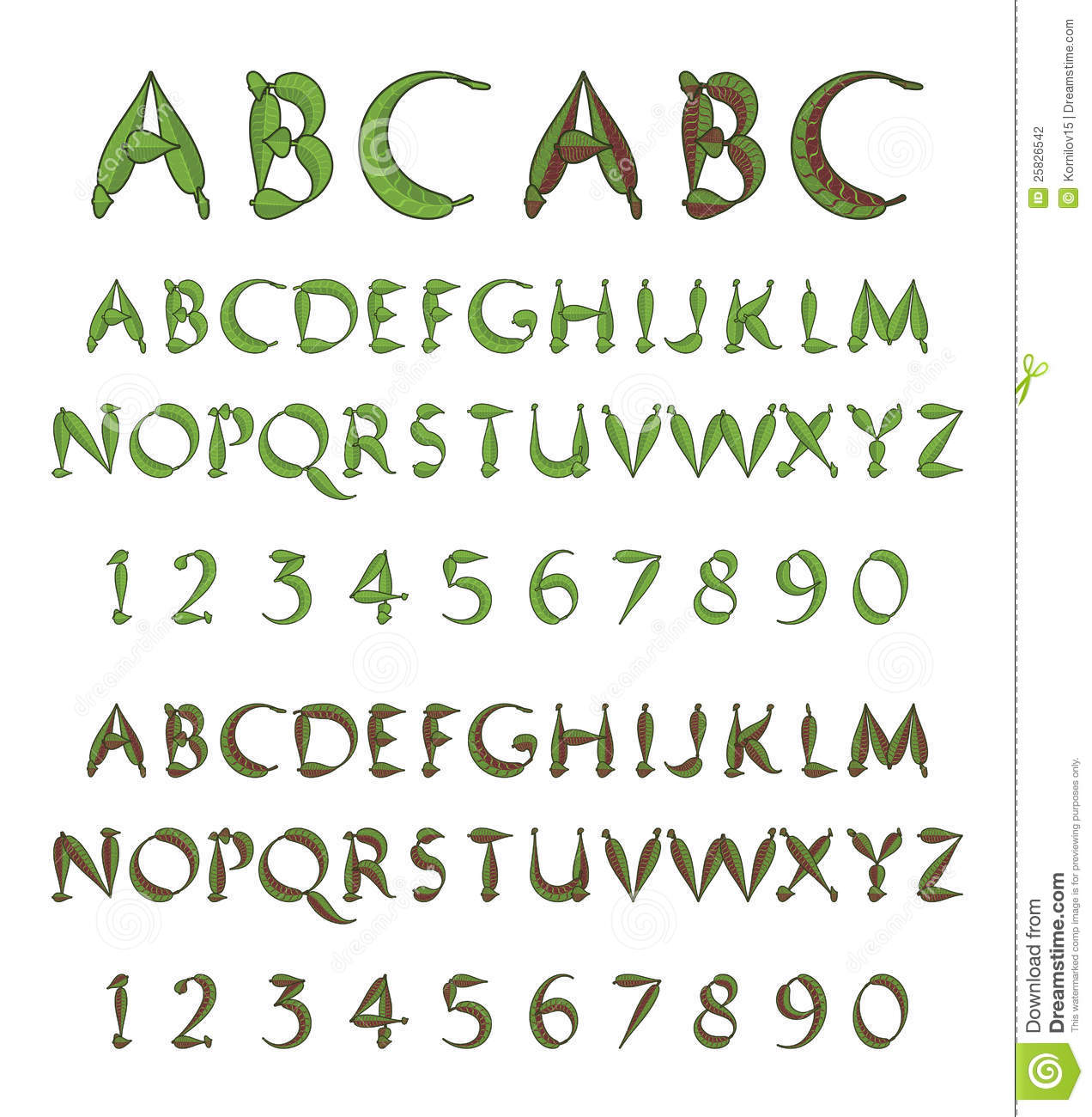 Leaf Script Alphabet Letters