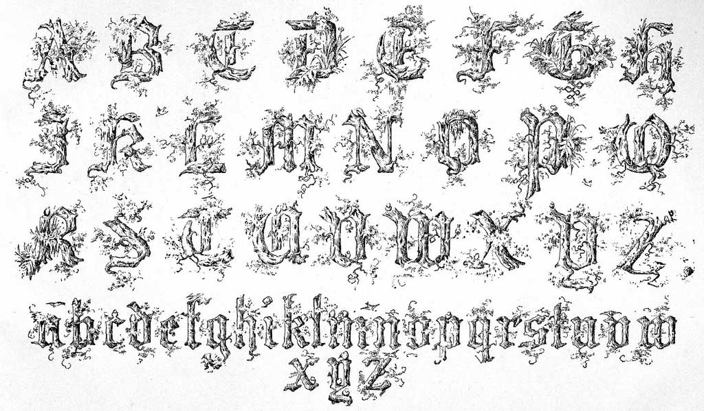 Old English Letters Alphabet Drawings