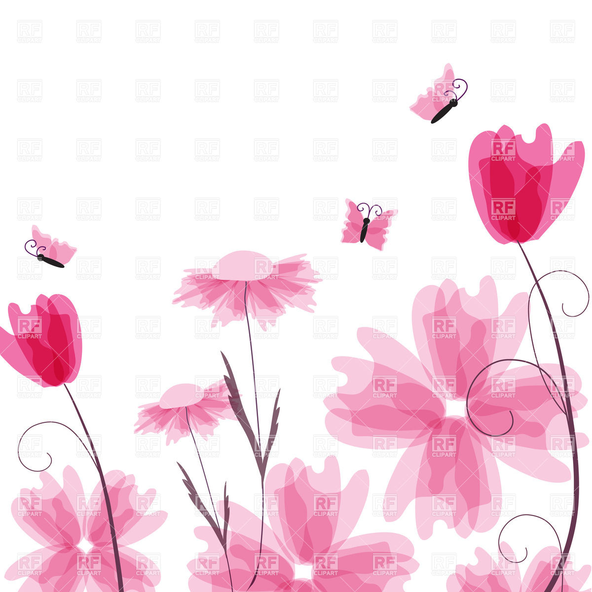 Pink Flower Border Clip Art