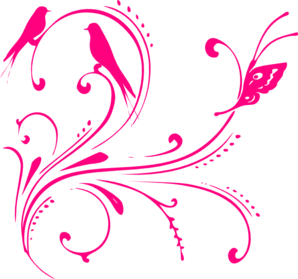 Purple Butterfly Scroll Clip Art