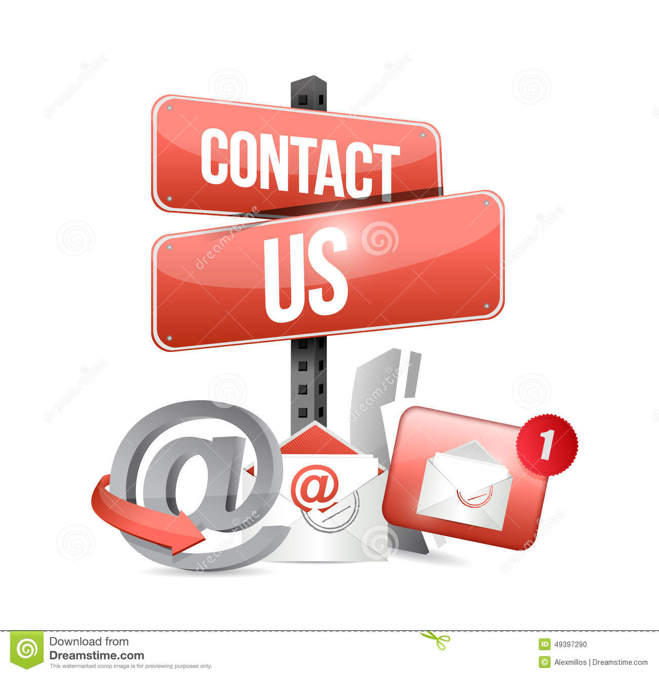 Red Contact Us Sign