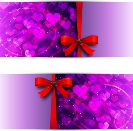 Red Heart Ribbon with Purple