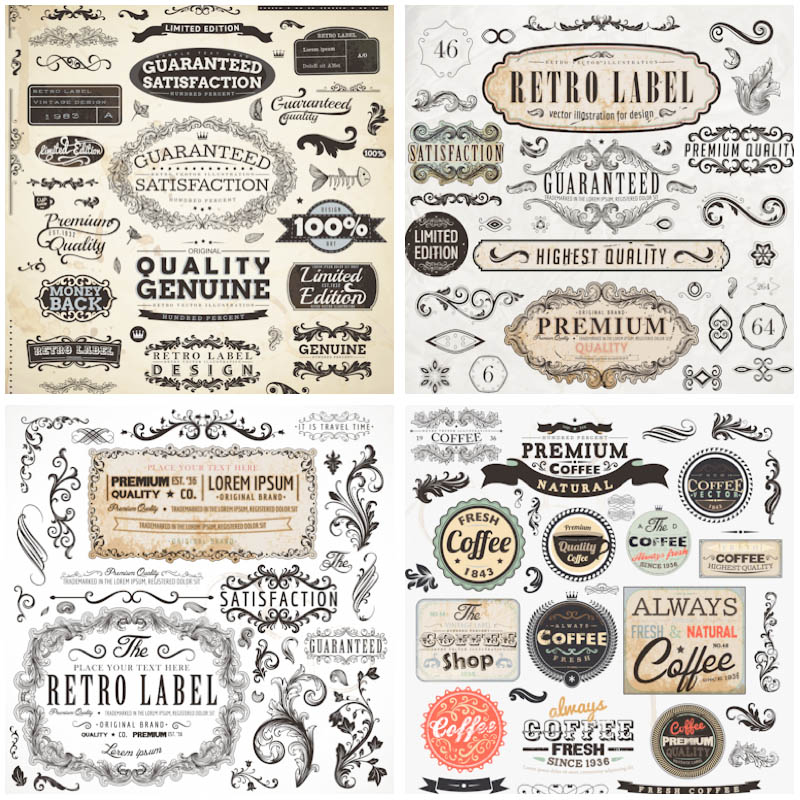 Retro Design Elements Free Vectors