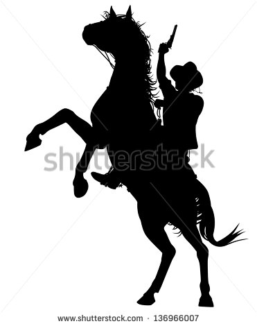 Silhouette Cowboy On Horse Shooting Silhouette Cowboy On Horse Shooting