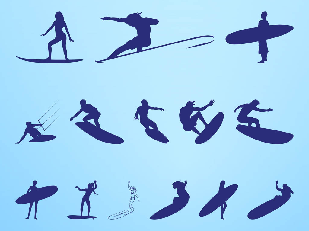 12 Surfer Girl Vector Images