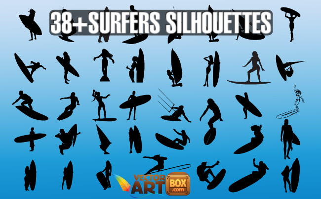 Surfer Silhouette Vector Art