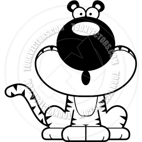 Tiger Cartoon Clip Art Black and White