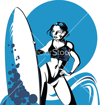 Vector Girl Surfing
