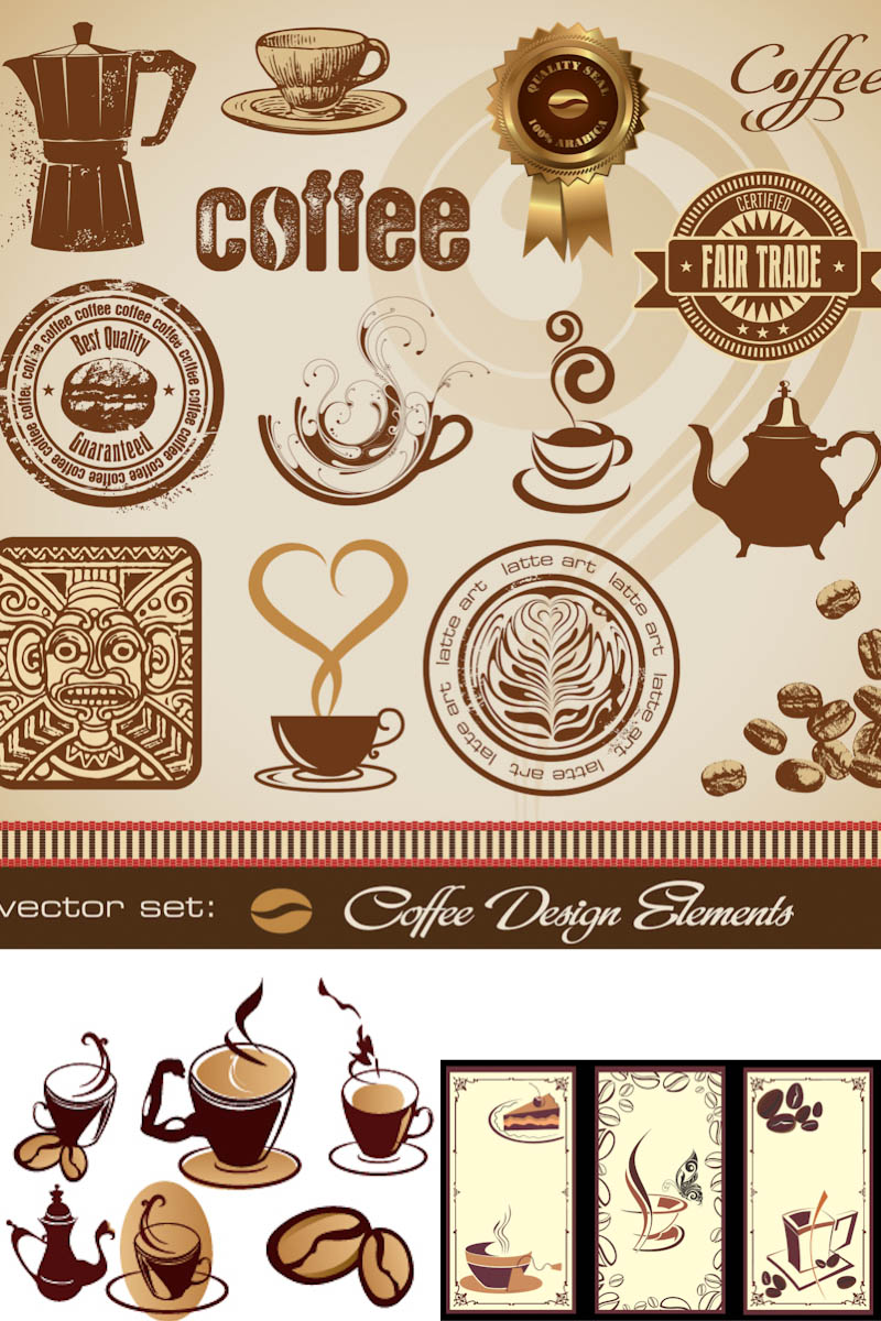 20 Vintage Coffee Labels Vector Images