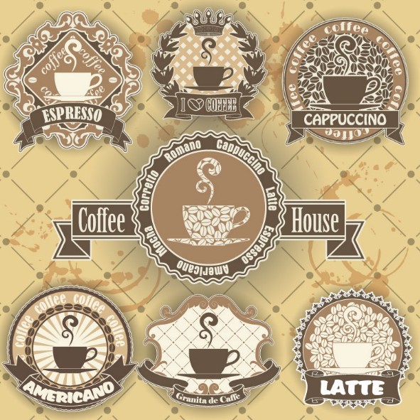 Vector Vintage Labels Coffee