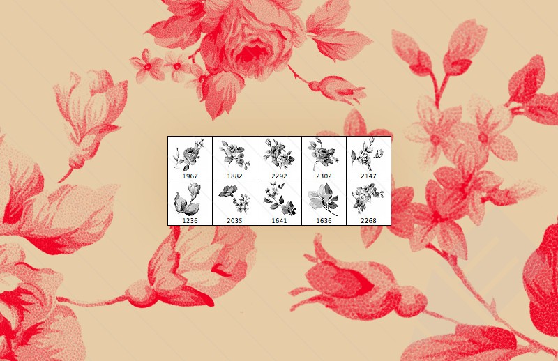 Vintage Floral Photoshop Brush Set