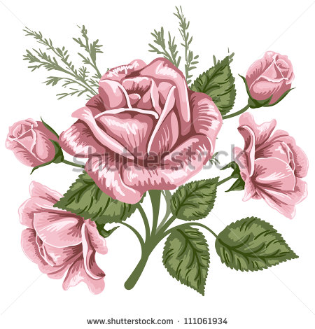 Vintage Rose Bouquet Clip Art