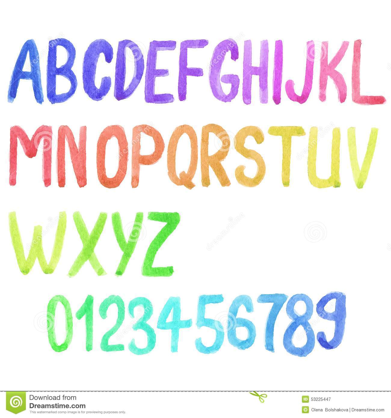 Watercolor Font Vector Watercolor Font Vector