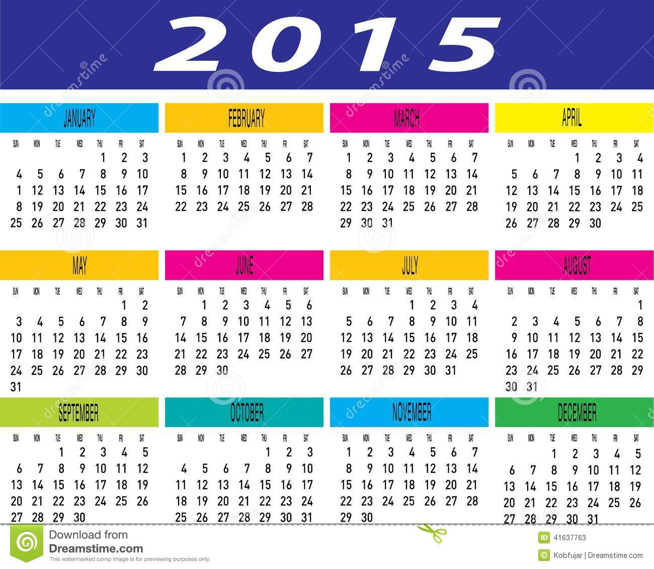 2015 Monthly Calendar Template