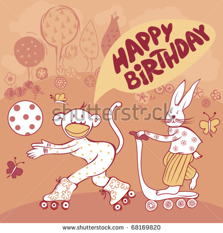 Birthday Card with Monkey Birthday Card with Monkey