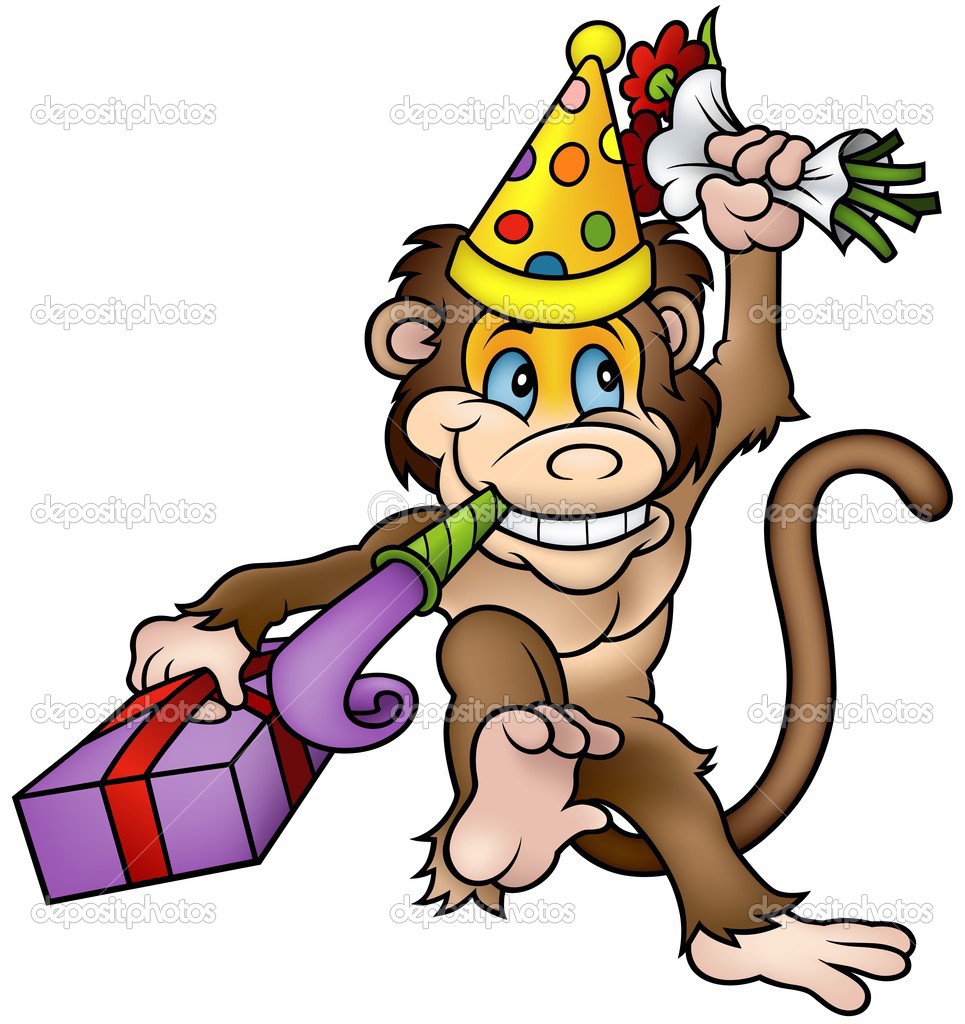 Birthday Cartoon Monkey Clip Art