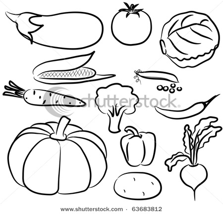 Black and White Clip Art Vegetables