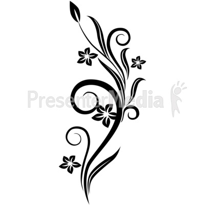 Black and White Flower Vine Clip Art