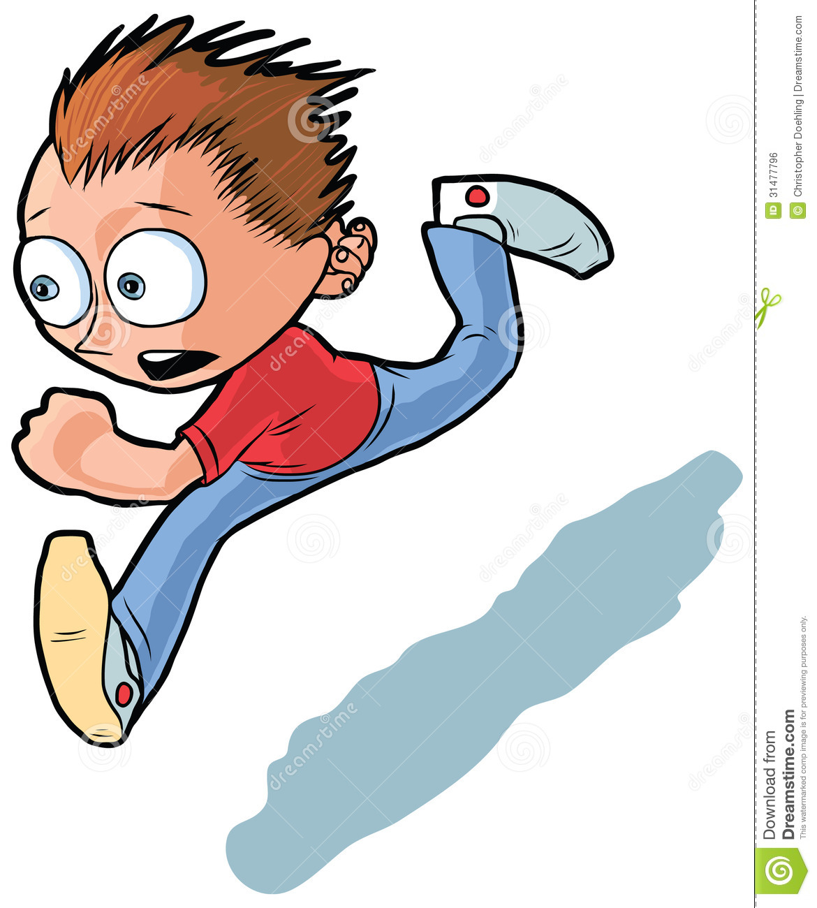 Cartoon Boy Running Scared