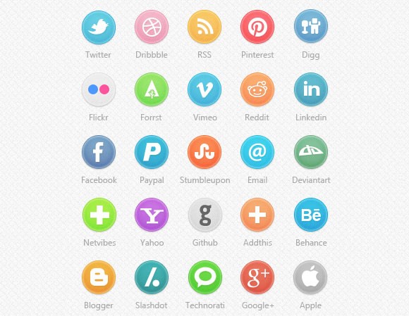 Circle Social Media Icons Vector Free