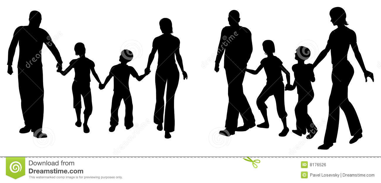 Family of Four Silhouette Vector