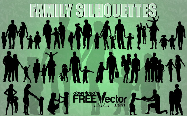 Family Silhouette Vector Art Free