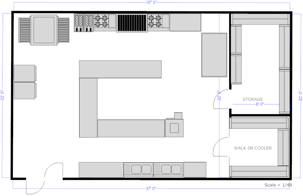 Free Restaurant Kitchen Floor Plan Layouts