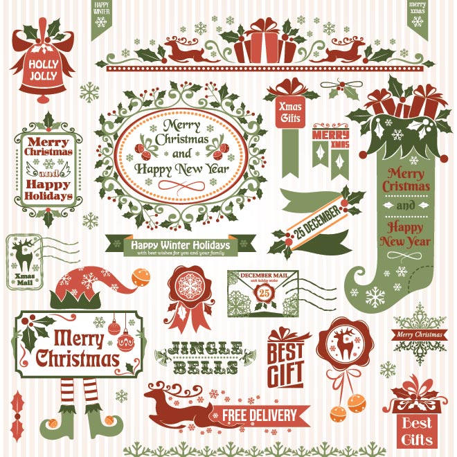 18 Photos of Free Vectors Christmas Vintage