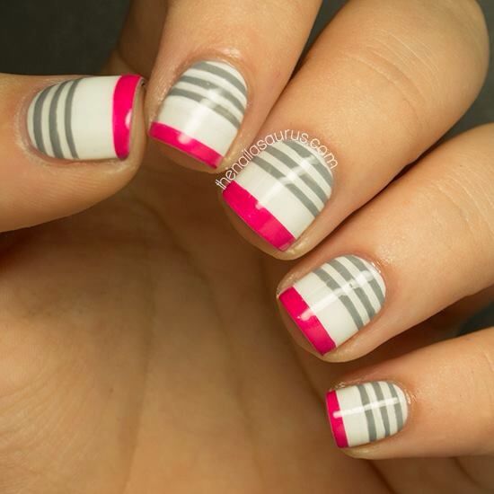 Gray and Pink Nail Designs