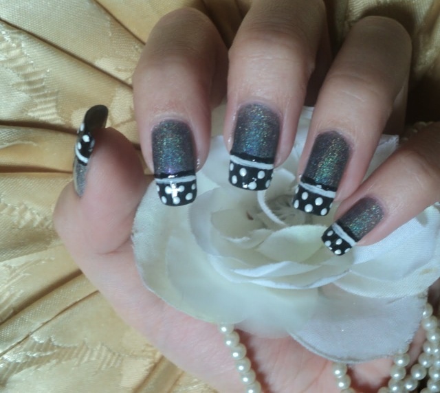 Grey Black White Nail Art Design