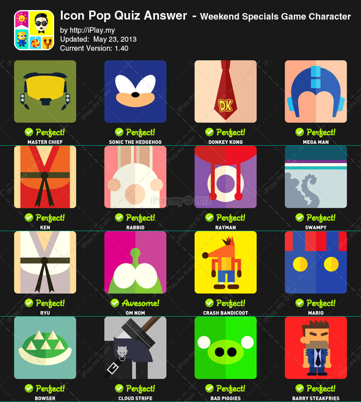 Icon Pop Quiz Characters Answers