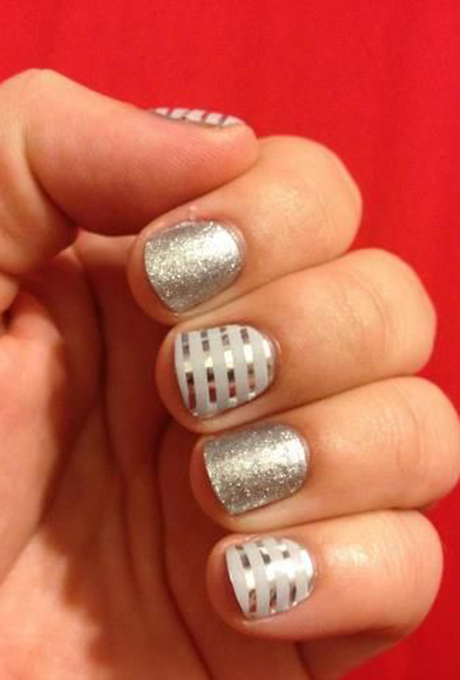 Jamberry Nails Silver & Stripes