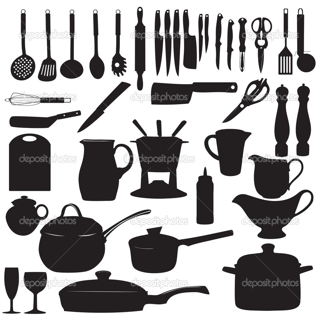 Kitchen Tools Silhouette Vector