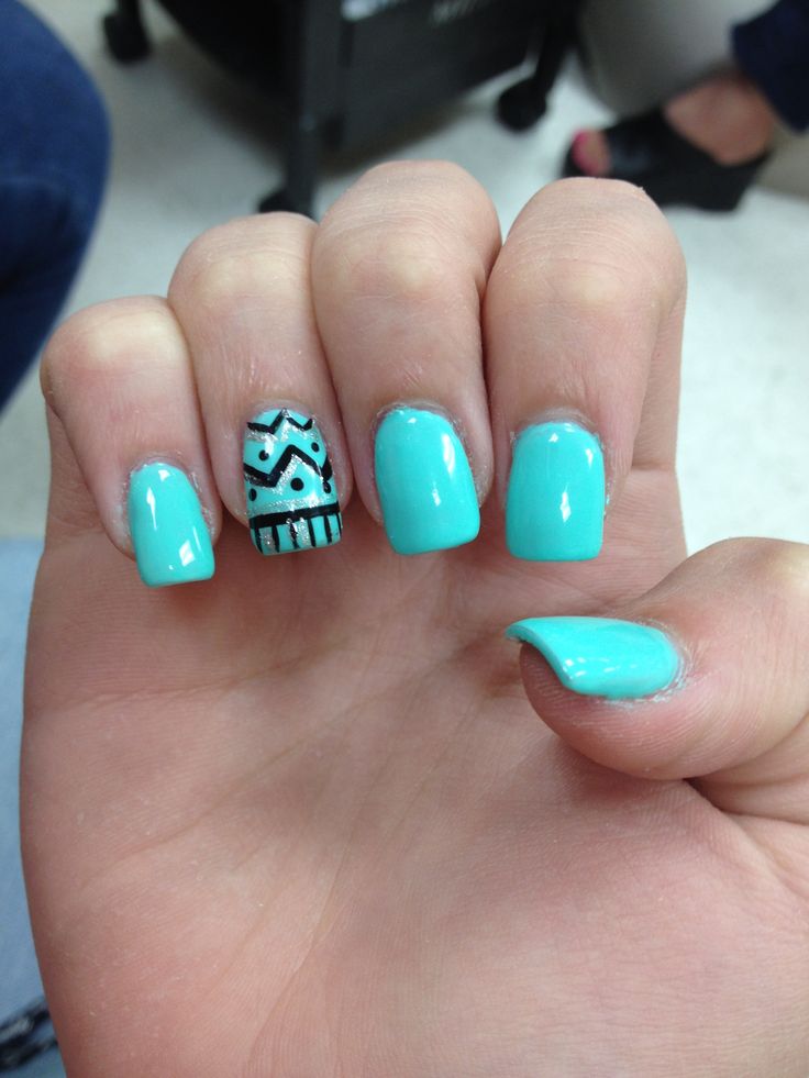 Light Blue and Green Nail Designs